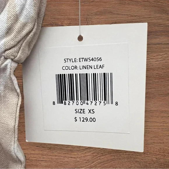 Sz XS - ELLEN TRACY Tiered Linen Blend Dress In Linen Leaf - Picture 5 of 7